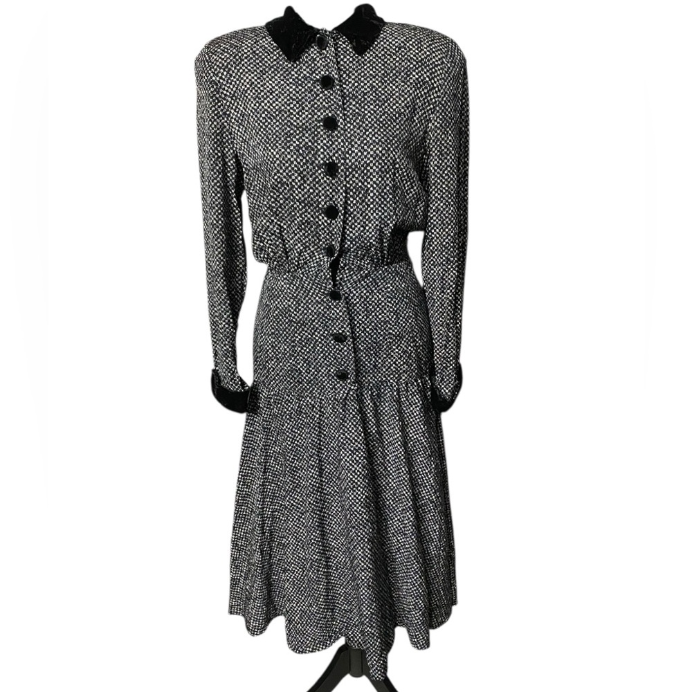 Adele Simpson New York Elizabeth Arden The Salon Black & White Vintage Dress 6